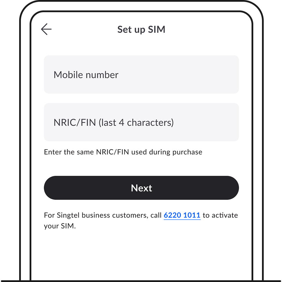 You'll be directed to My Singtel app to enter your details - Singtel eSIM