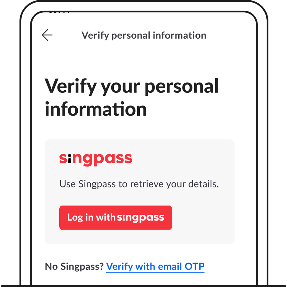 Verify your identity via Singpass. Tap 