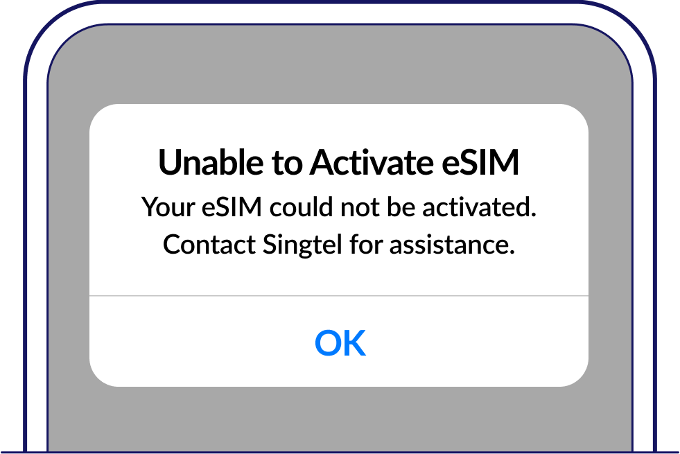 The iOS message that you may receive after installing your eSIM – Singtel eSIM