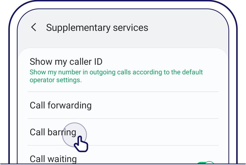 Tap on 'Call barring' and then 'Voice call'