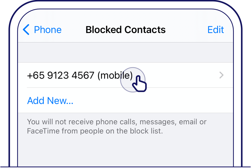 On Apple iOS phones under device settings and 'Phone', tap on 'Blocked Contacts' to ensure that you do not block the wrong caller 