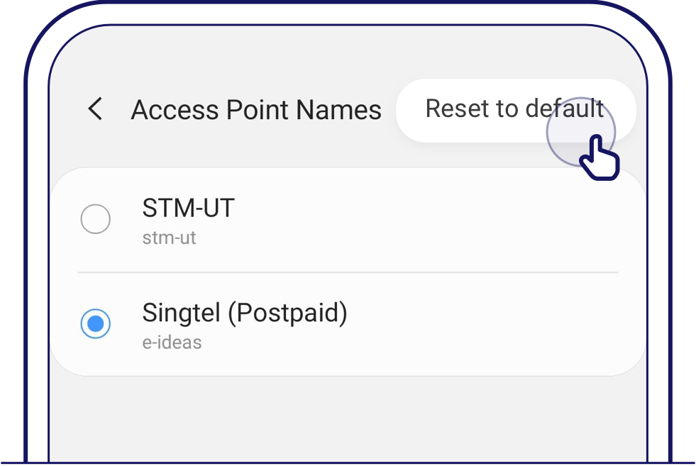 Next, tap on 'Reset to default' button to reset the device APN 