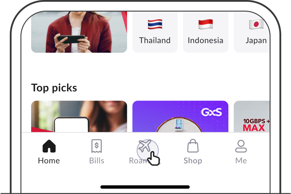 Log in to My Singtel app and tap on Manage'