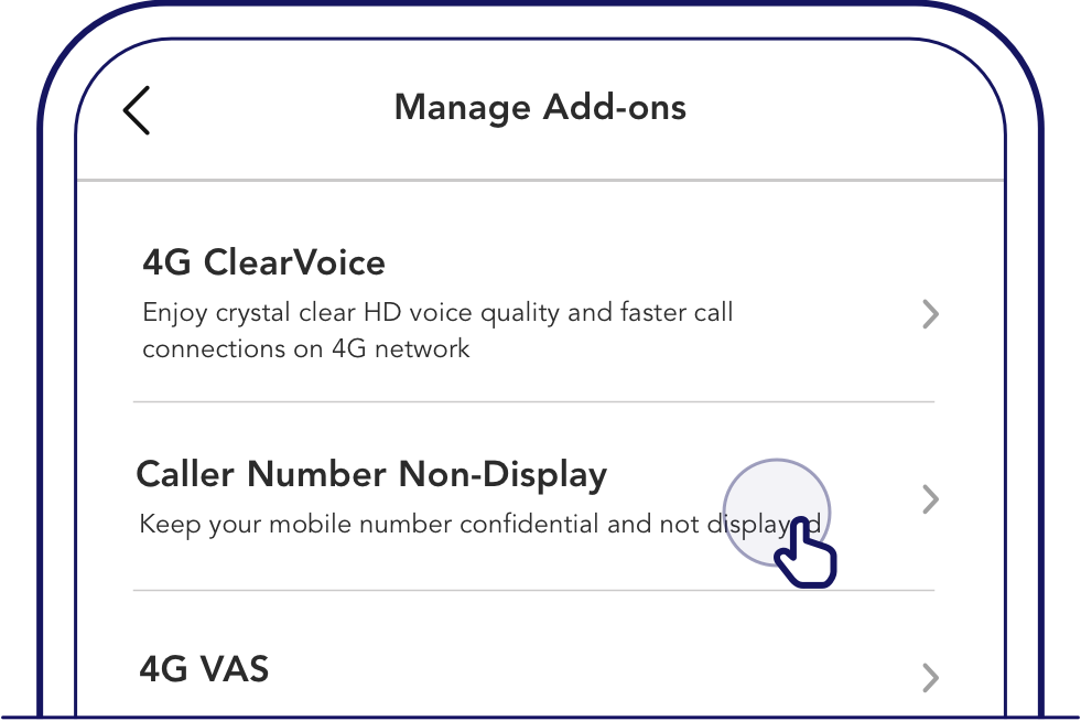 Select add-on to unsubsribe - My Singtel App