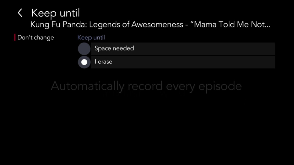 Choose how long to keep the episode for - Singtel TV