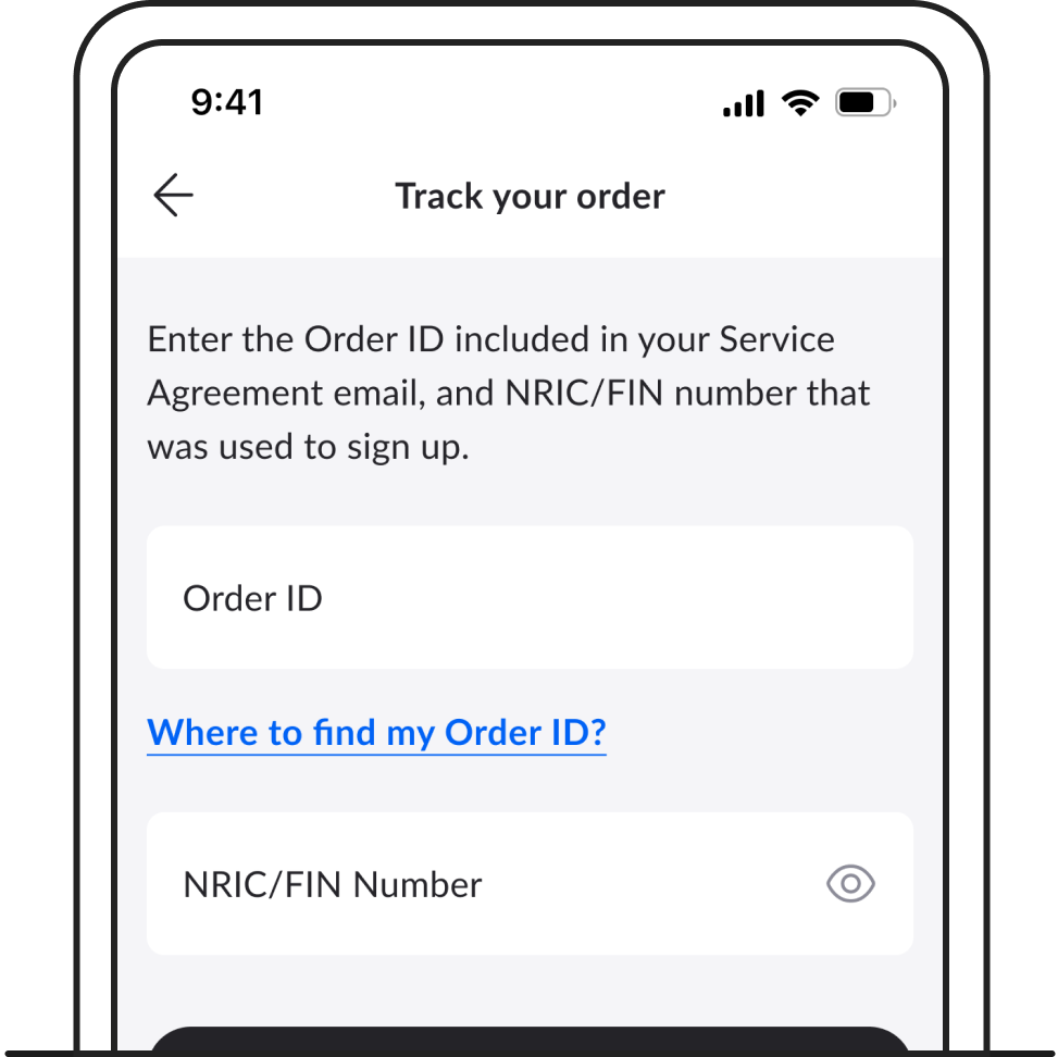 Key in your Order ID after tapping on 